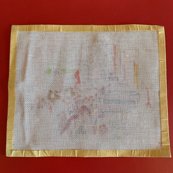 Vintage Elephant Colorful Patchwork Hand Painted Needlepoint Canvas Unworked - Picture 3 of 3